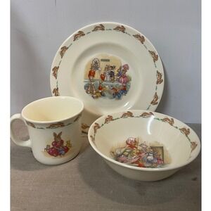 Royal Doulton Bunnykins 3 Piece Nursery Set Bone China Plate Bowl Mug England